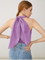 Cross Wrap Halterneck Tie Back Top