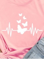 Butterfly Print Short Sleeve Tee