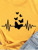 Butterfly Print Short Sleeve Tee