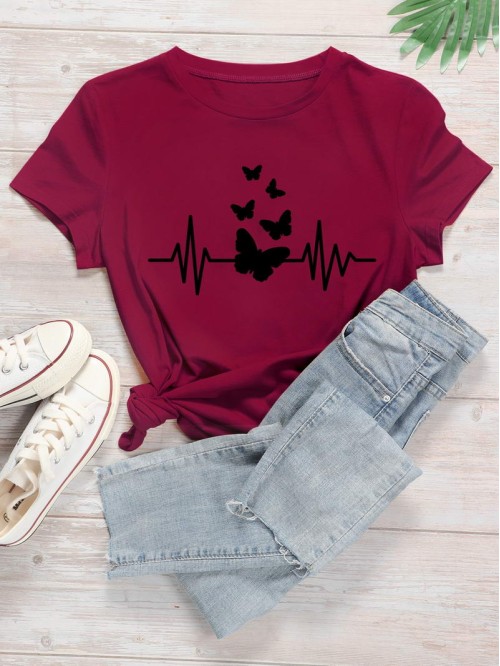 Butterfly Print Short Sleeve Tee