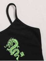 Dragon Graphic Cropped Cami Top