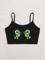 Dragon Graphic Cropped Cami Top