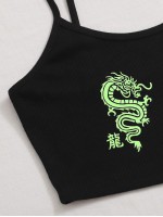 Dragon Graphic Cropped Cami Top