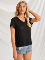 V-neck Solid Top