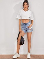 Drop Shoulder Crop Top