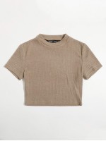 Rib-knit Solid Tee