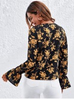 Floral Flounce Sleeve Top