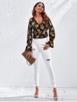 Floral Flounce Sleeve Top