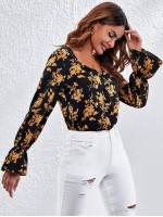 Floral Flounce Sleeve Top