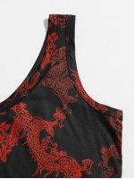 One Shoulder Chinese Dragon Top