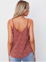 Double V-neck Floral Print Cami Top