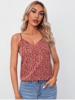 Double V-neck Floral Print Cami Top