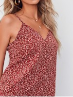 Double V-neck Floral Print Cami Top