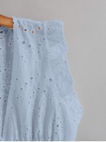 Eyelet Embroidery Ruffle Hem Blouse