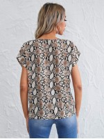 Snakeskin Print Cuffed Sleeve Top