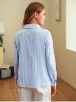 Button Front Striped Blouse