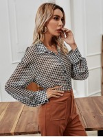 Drop Shoulder Gingham Button Up Blouse