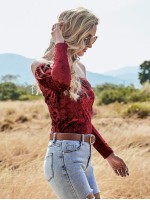 Off Shoulder Gigot Sleeve Velvet Tee