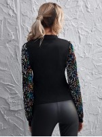 Sequin Sleeve Top