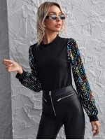 Sequin Sleeve Top