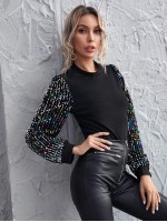 Sequin Sleeve Top