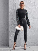 Sequin Sleeve Top