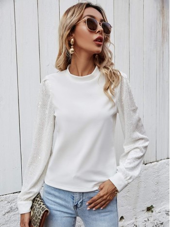 Sequin Sleeve Top