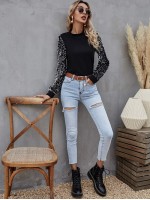 Sequin Sleeve Top