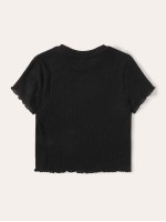 Ribbed Lettuce-Edge Cropped Tee