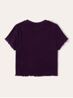 Lettuce Trim Rib-knit Tee