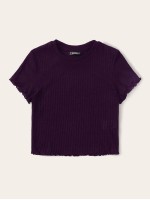 Lettuce Trim Rib-knit Tee