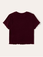 Ribbed Lettuce-Edge Cropped Tee