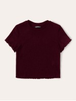 Ribbed Lettuce-Edge Cropped Tee