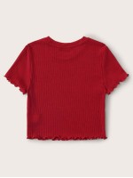 Ribbed Lettuce-Edge Cropped Tee