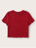 Ribbed Lettuce-Edge Cropped Tee