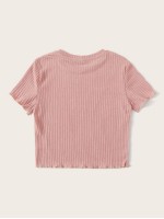 Ribbed Lettuce-Edge Cropped Tee