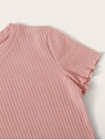 Ribbed Lettuce-Edge Cropped Tee