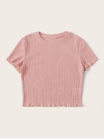 Ribbed Lettuce-Edge Cropped Tee