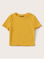 Ribbed Lettuce-Edge Cropped Tee