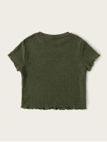 Lettuce Edge Rib-knit Crop Tee