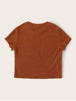 Lettuce Trim Rib-knit Crop Tee