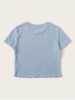 Ribbed Lettuce-Edge Cropped Tee