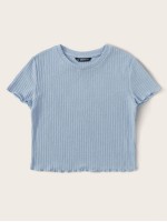 Ribbed Lettuce-Edge Cropped Tee