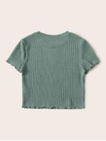 Ribbed Lettuce-Edge Cropped Tee