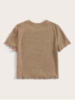 Ribbed Lettuce-Edge Cropped Tee