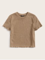 Ribbed Lettuce-Edge Cropped Tee