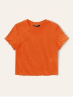 Ribbed Lettuce-Edge Cropped Tee