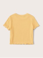 Ribbed Lettuce-Edge Cropped Tee