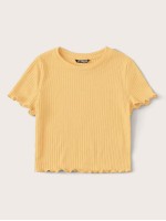 Ribbed Lettuce-Edge Cropped Tee