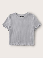 Lettuce Trim Rib-knit Crop Top